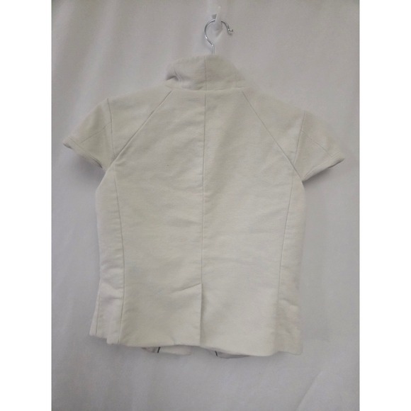 Banana Republic Womens Short Sleeve Blazer Jacket Cream Mock Neck Size 6 - Picture 3 of 5